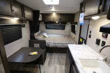 Interior photo of a modern trailer for rent.